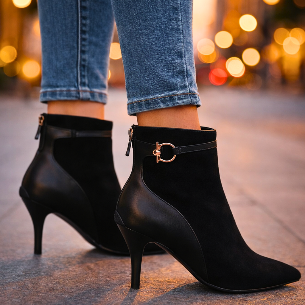 "Dual Elegance" Bicolor Ankle Boots