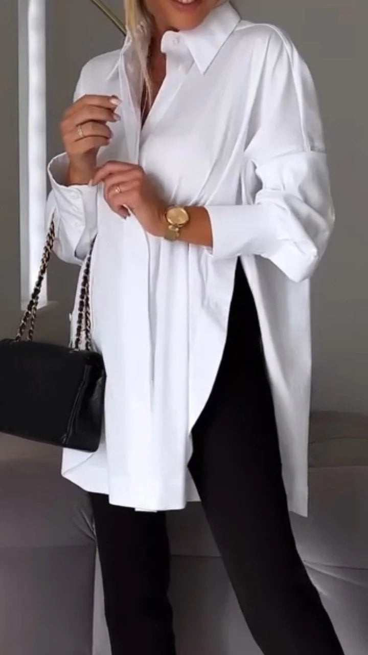 Camisa blanca con solapa y apertura