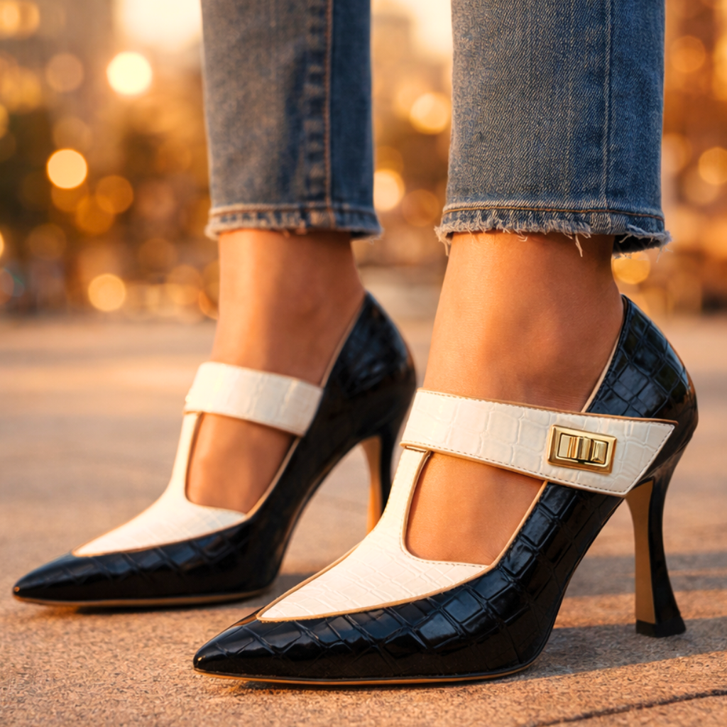 "Burgundy Croc" Stiletto Pumps