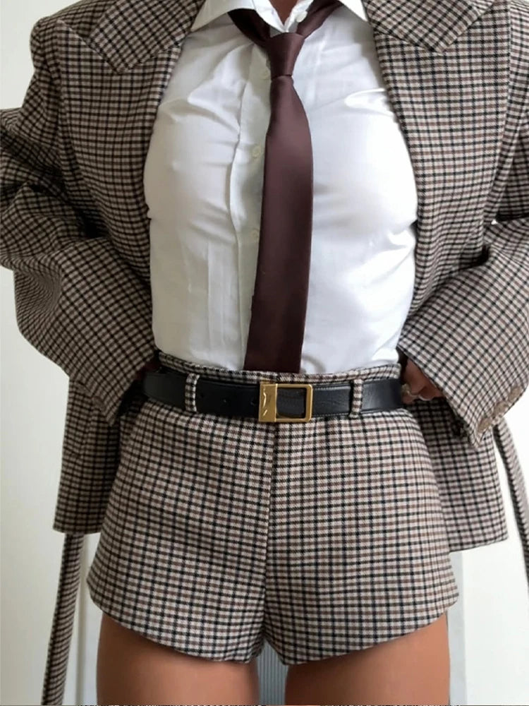 Blazer a cuadros Retro + pantalon corto