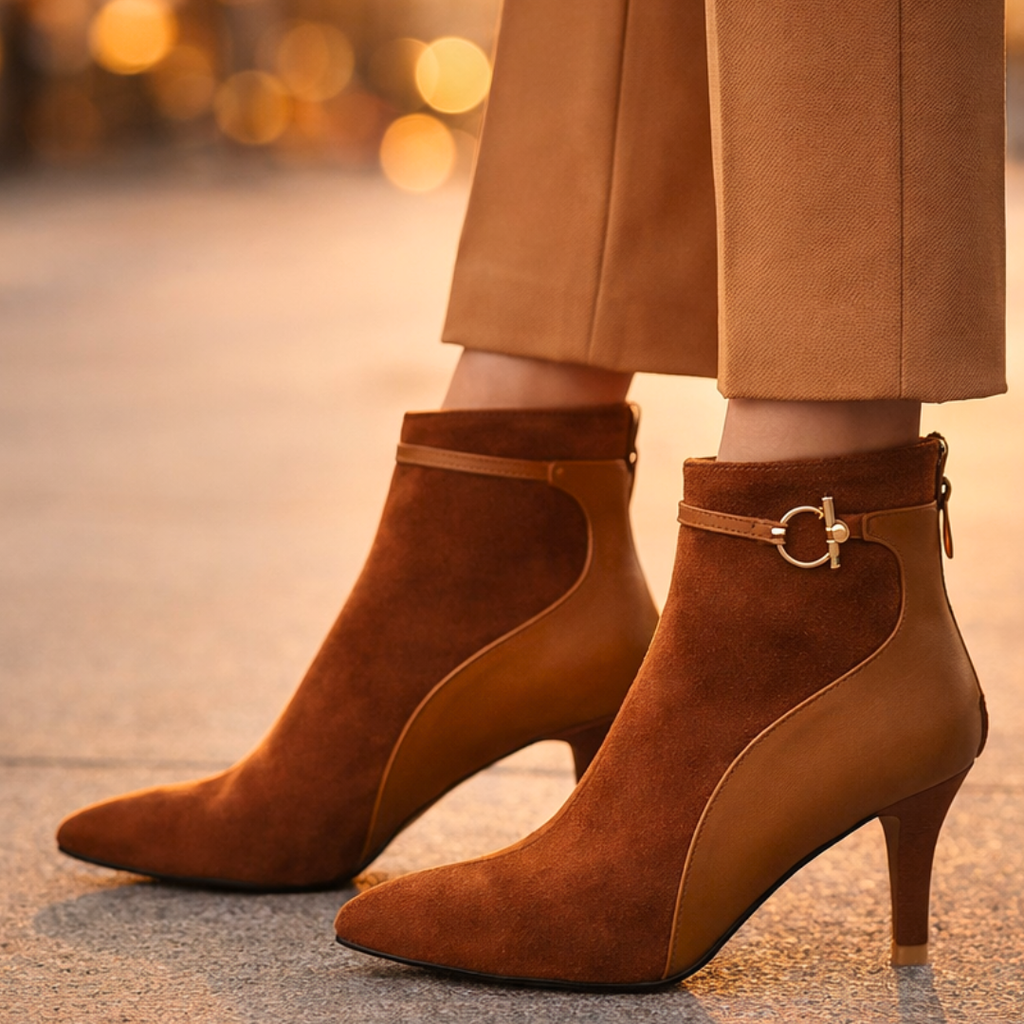 "Dual Elegance" Bicolor Ankle Boots