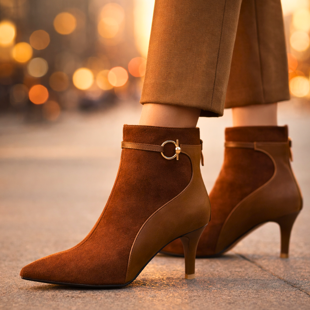"Dual Elegance" Bicolor Ankle Boots