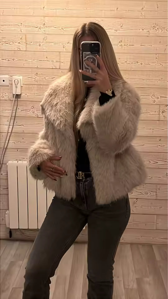 "Snow Angel" Faux Fur Crop Coat