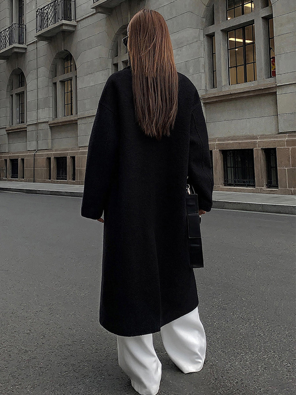 Abrigo largo de tweed en mezcla de lana 