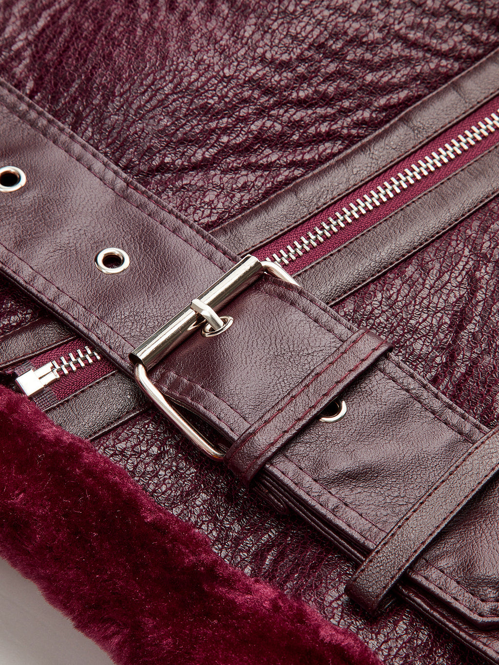 Chaqueta polar suave con cinturón y cremallera 