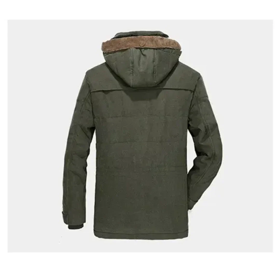 Parka invernal para hombre cálido y acolchado con capucha | Chaqueta con forro de piel cómoda