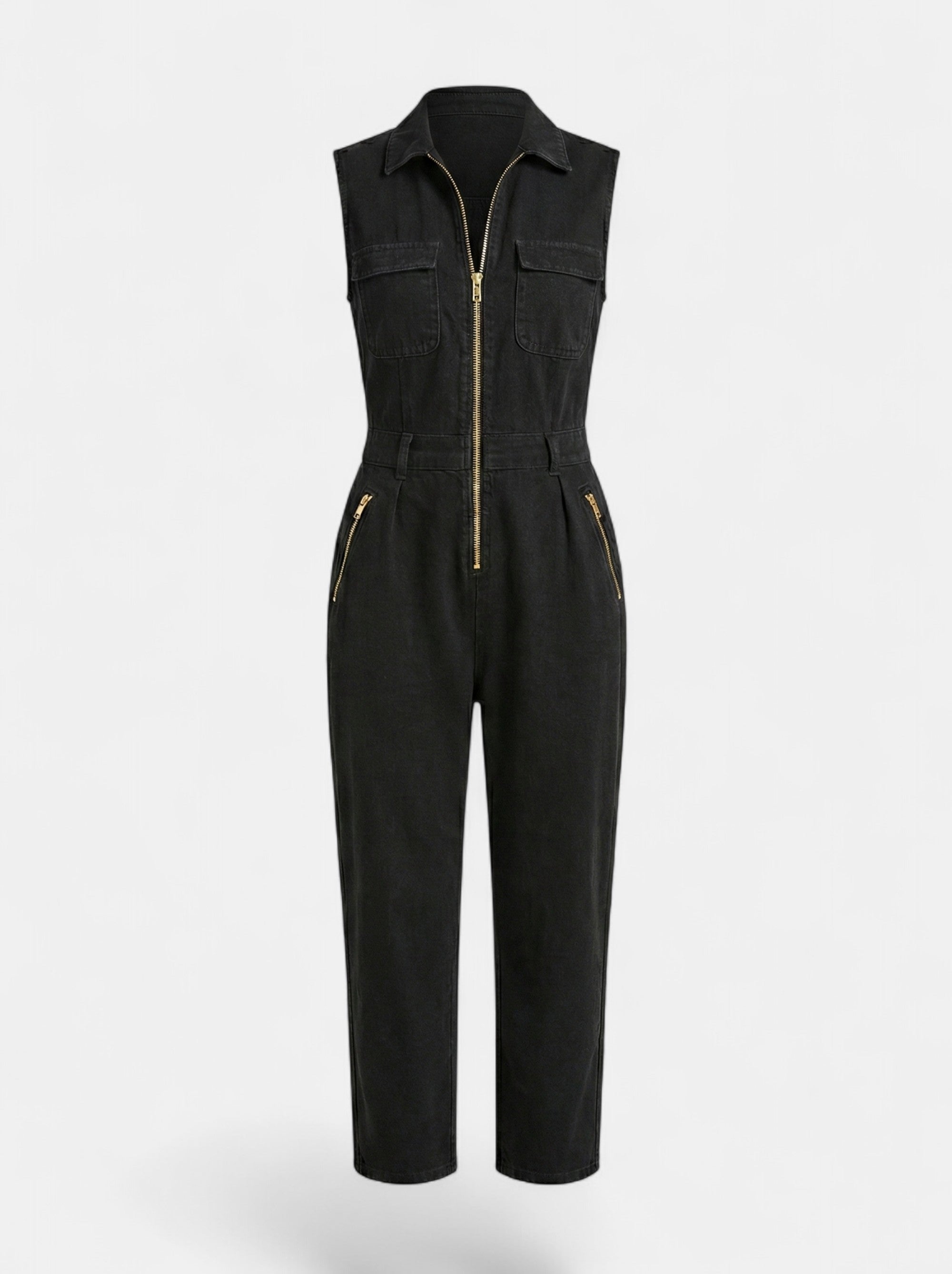 "Vera" Sleeveless Denim Jumpsuit