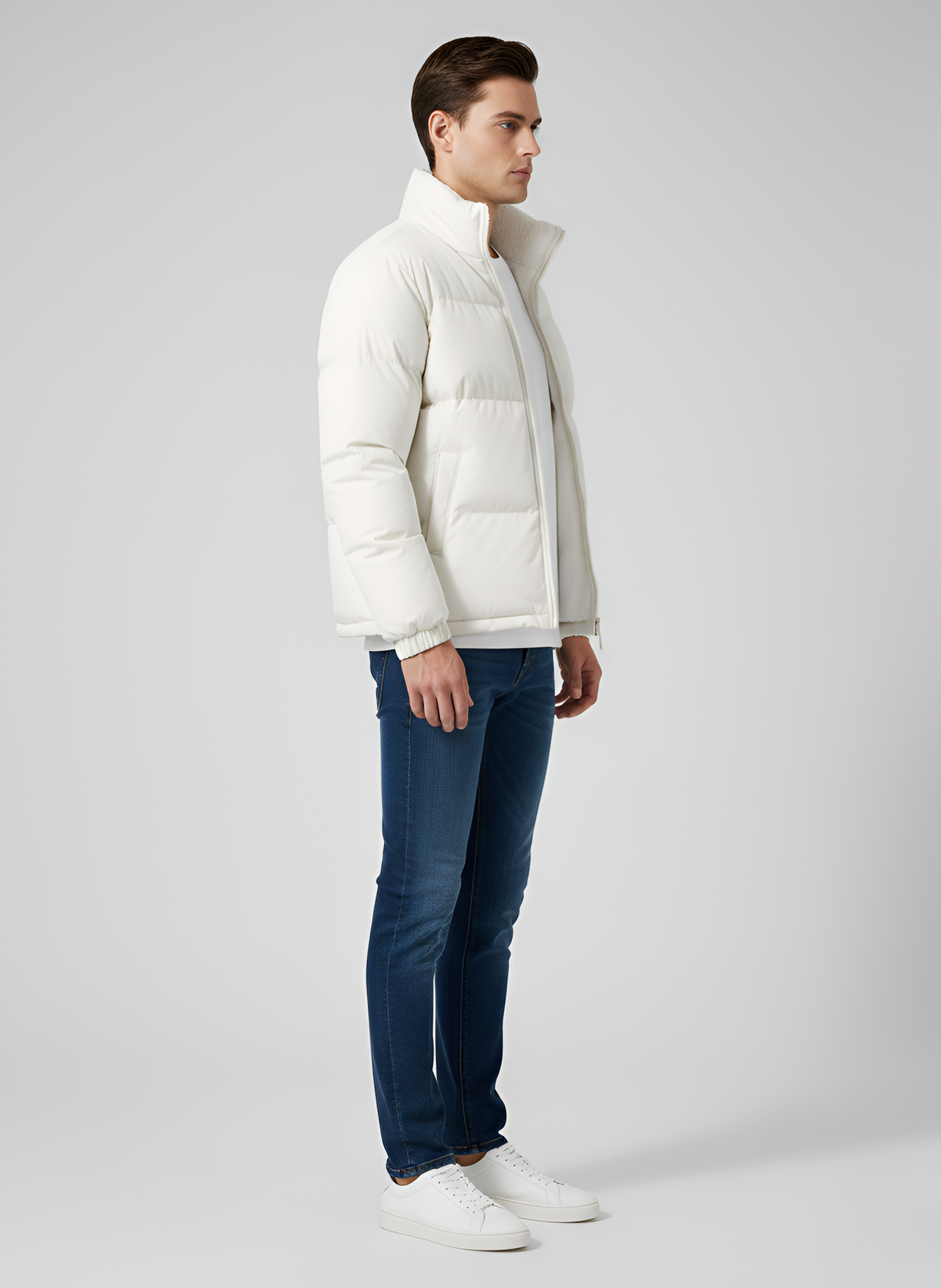 Abrigo acolchado para hombre con forro térmico y cierre de cremallera