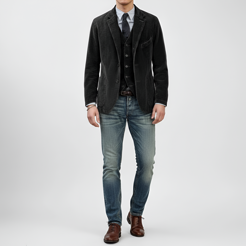 Chaqueta blazer de hombre en pana de algodón estilo casual elegante