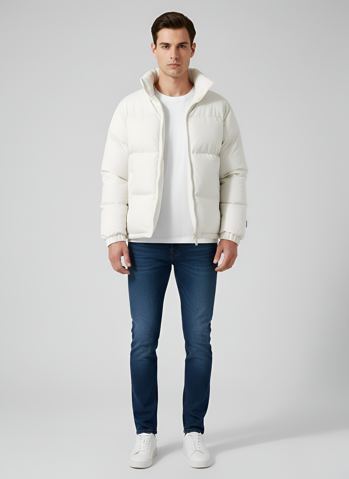 Abrigo acolchado para hombre con forro térmico y cierre de cremallera