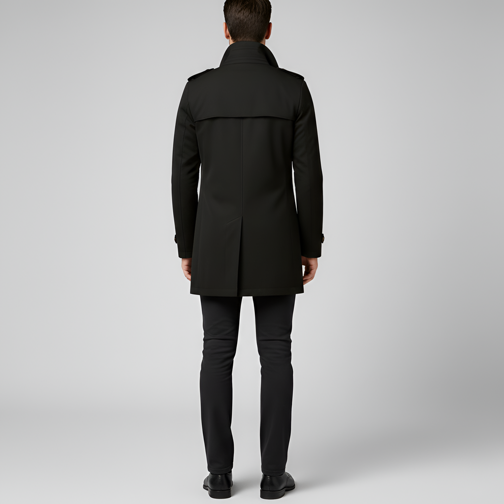 Gabardina elegante para hombre Valerios Fashion con cinturón y cierre de botones