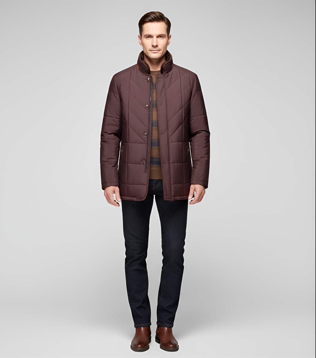 Chaqueta de invierno para hombre acolchada con cuello alto