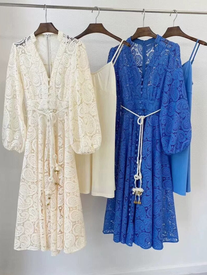 VESTIDO ANITA PATCHWORK CON CUELLO EN V