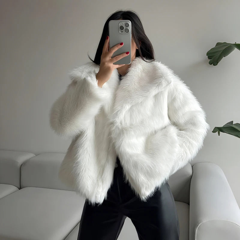 "Snow Angel" Faux Fur Crop Coat