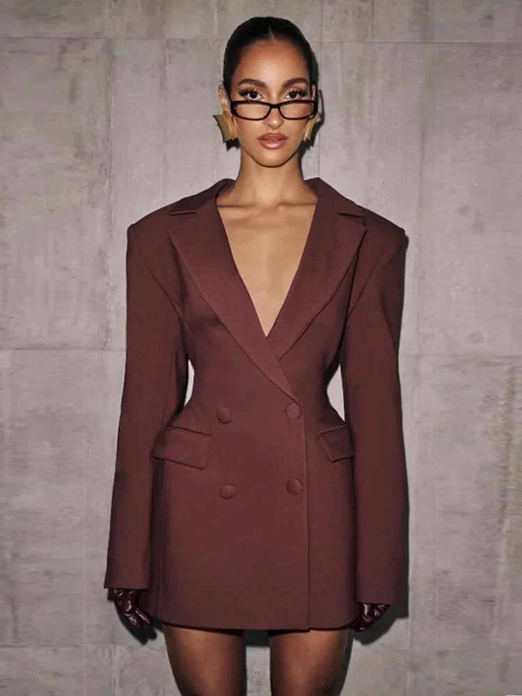 Vestido Blazer ceñido con cintura lisa