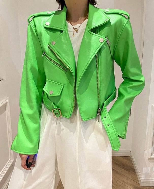 CHAQUETA DE CUERO DE BIKER KEINA